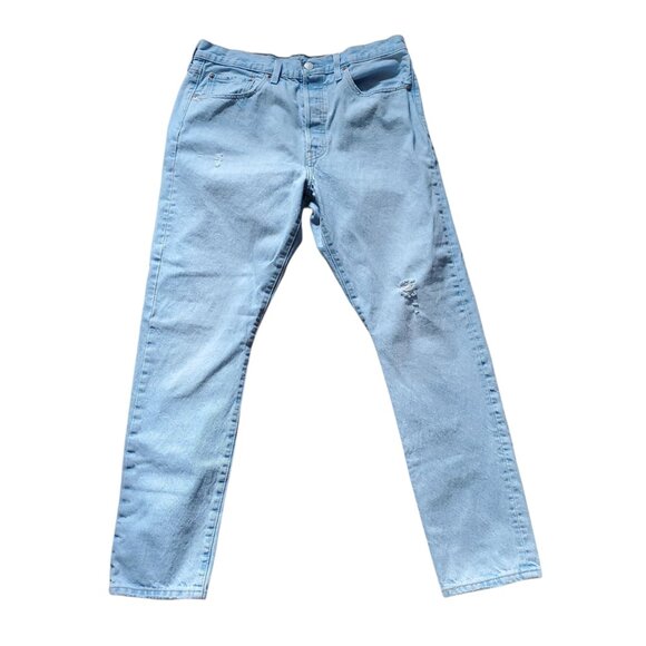 Levi’s 501 Light Wash Button Fly Skinny Distressed High Rise Jeans Size 31x30 - Picture 2 of 16